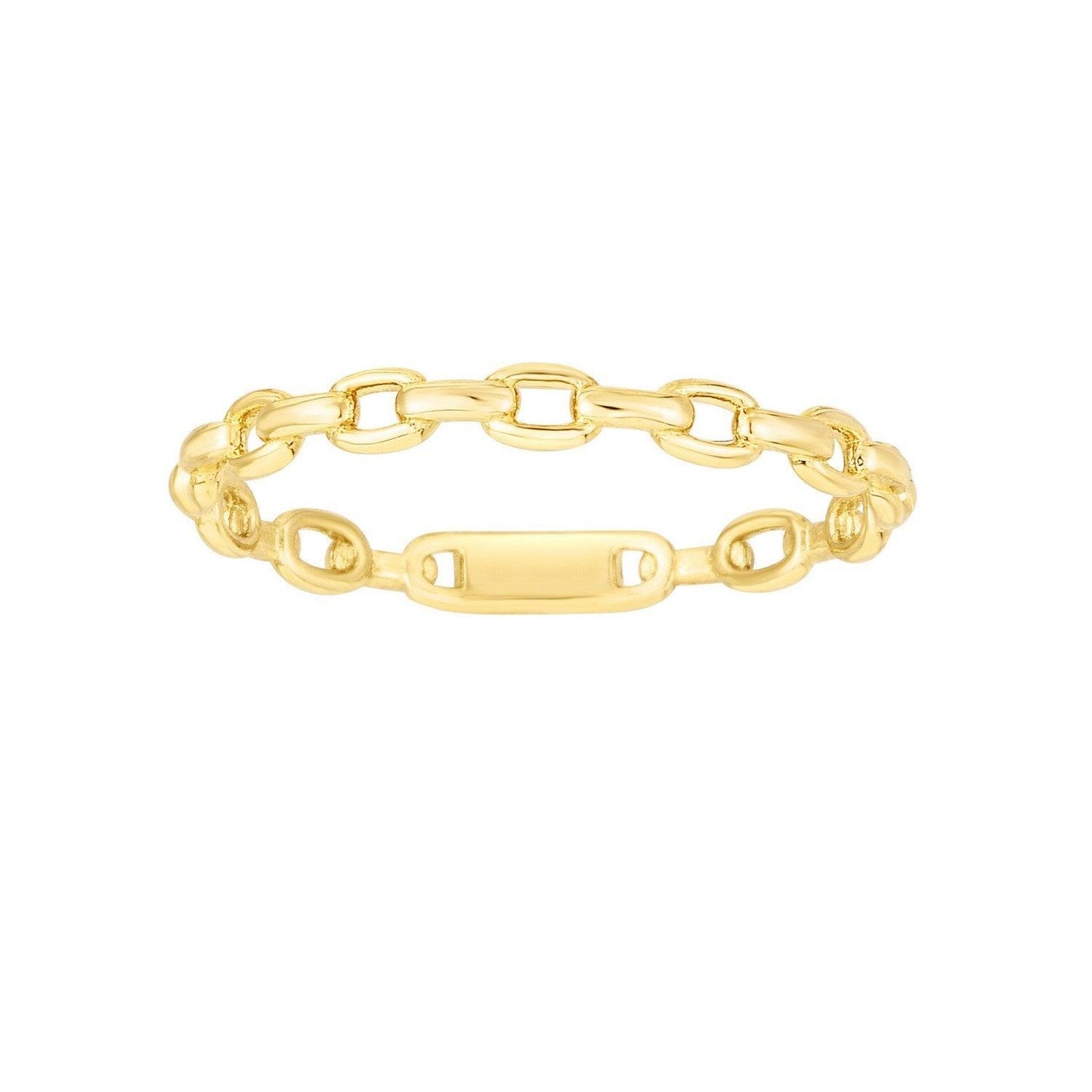 14K Yellow Gold Oval Links Stackable Ring