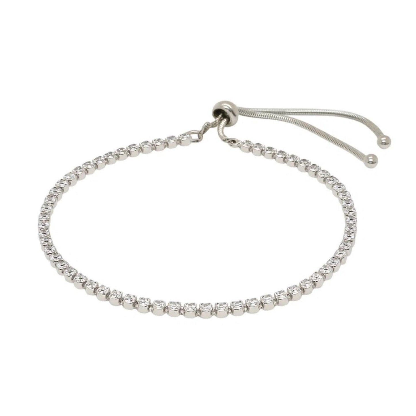 Adjustable Tennis Style Bracelet with Cubic Zirconia in Sterling Silver(4.00 mm)