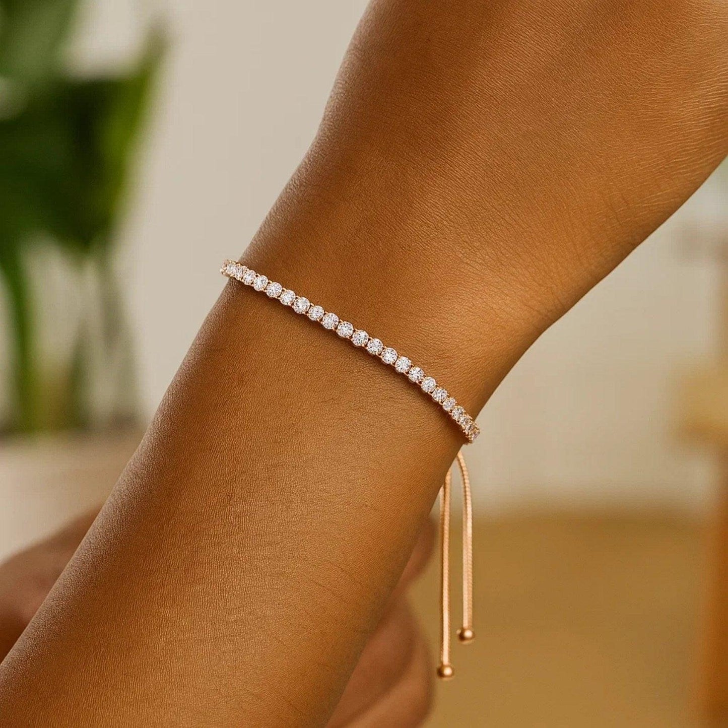 Adjustable Tennis Style Bracelet with Cubic Zirconia in Sterling Silver(5.10 mm)