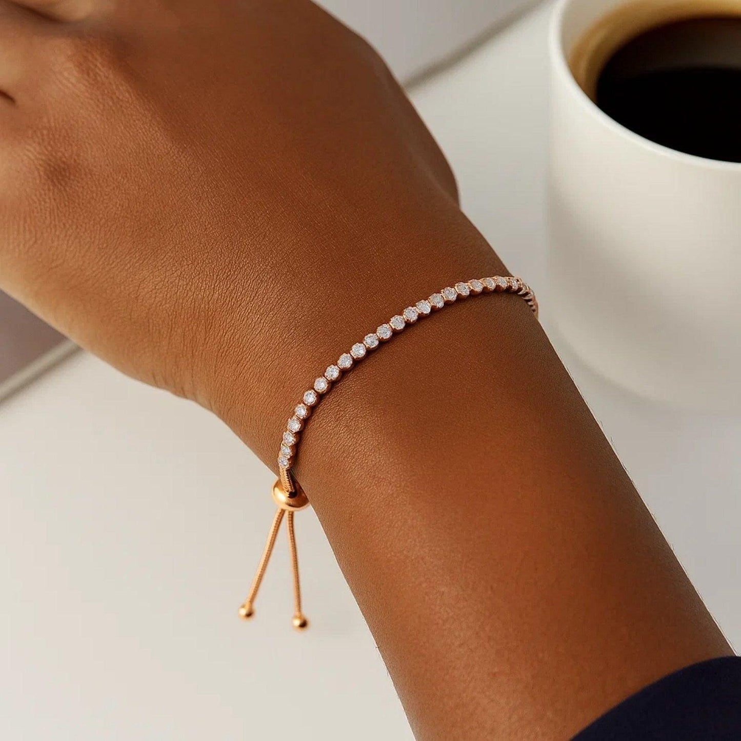 Adjustable Tennis Style Bracelet with Cubic Zirconia in Sterling Silver(5.10 mm)