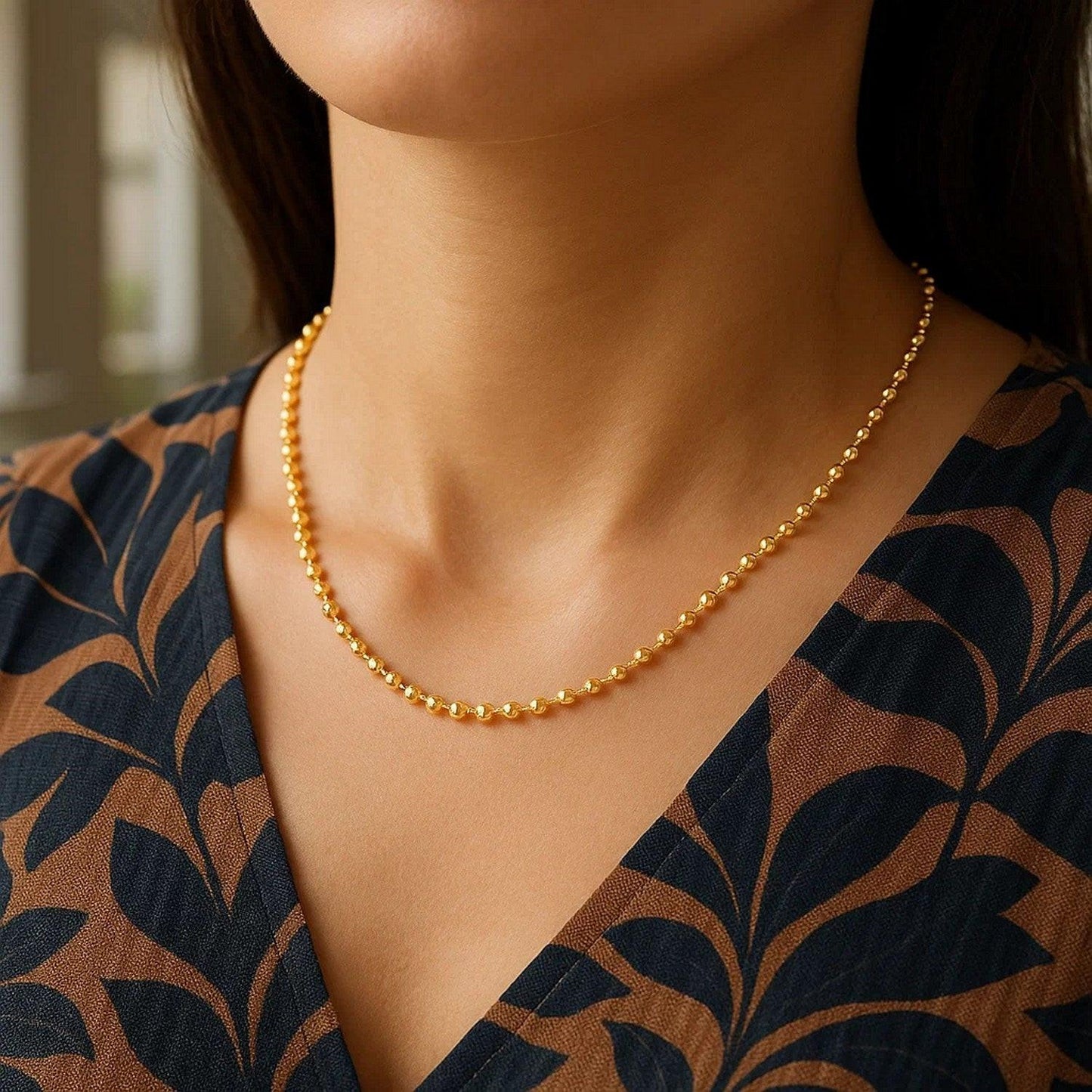 Moon Cut Bead Chain in 14k Yellow Gold (3.00 mm)