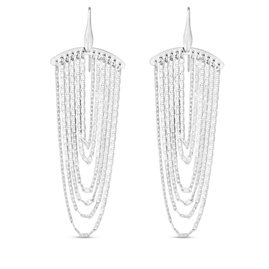 Sterling Silver Multi Strand Chain Drop Chandelier Earrings