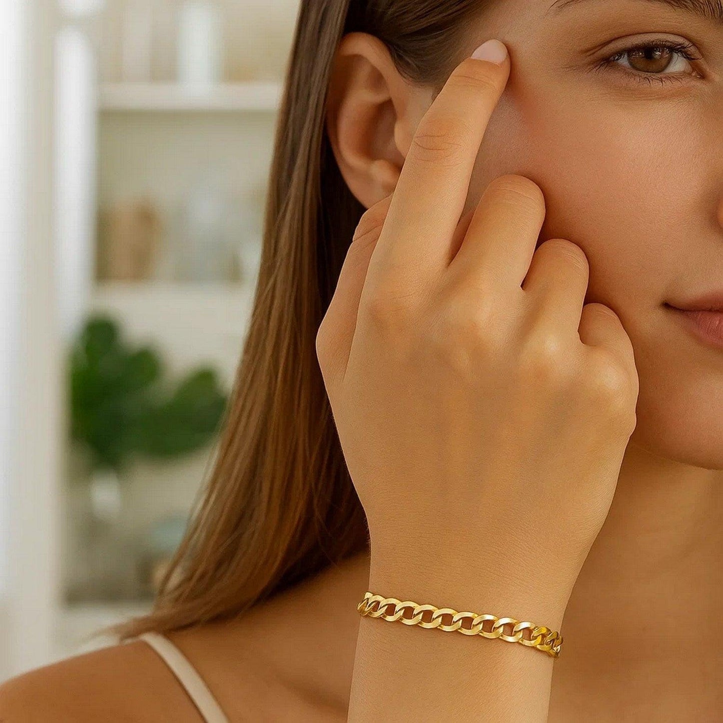 14k Yellow Gold Solid Curb Bracelet (3.60 mm)