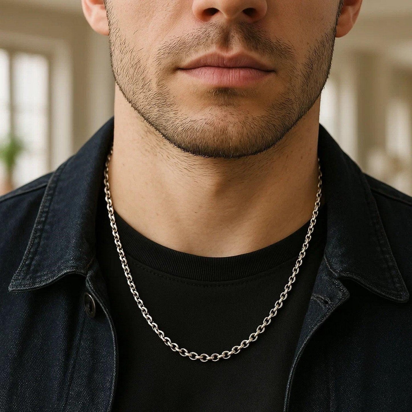 Sterling Silver Rhodium Plated Rolo Chain (5.70 mm)