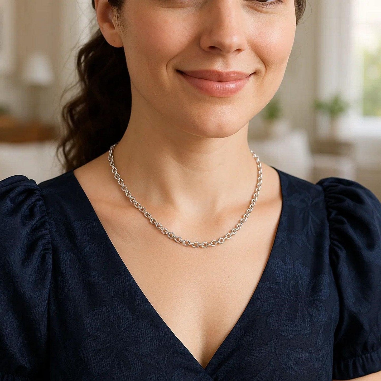 Sterling Silver Rhodium Plated Rolo Chain (5.70 mm)