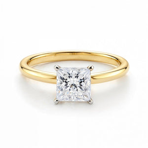 1 Carat Princess Lab Grown IGI G/VS1 Diamond Solitaire Ring in 14K Yellow Gold
