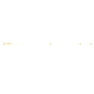 14K Yellow Gold Mini Initial T Bracelet