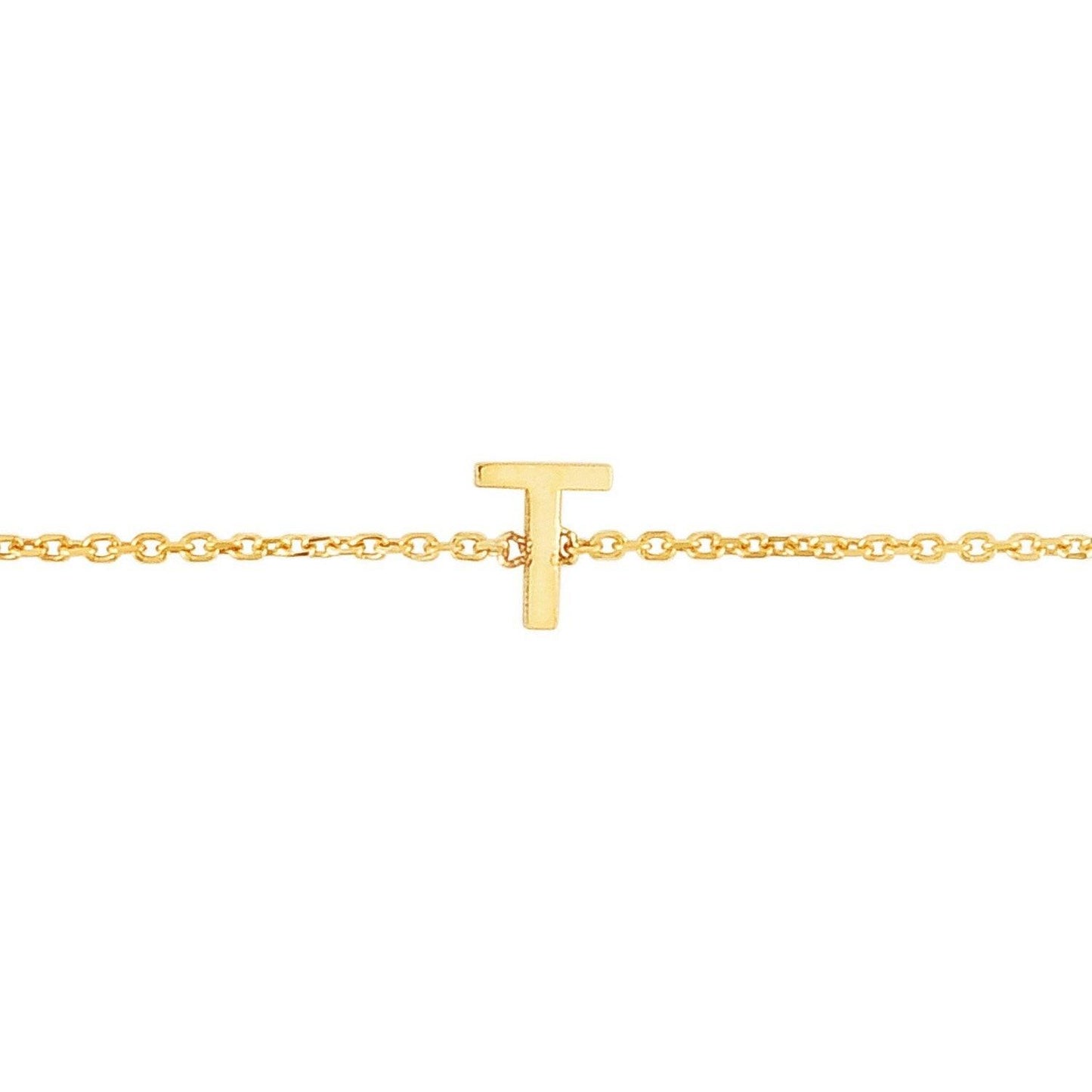 14K Yellow Gold Mini Initial T Bracelet