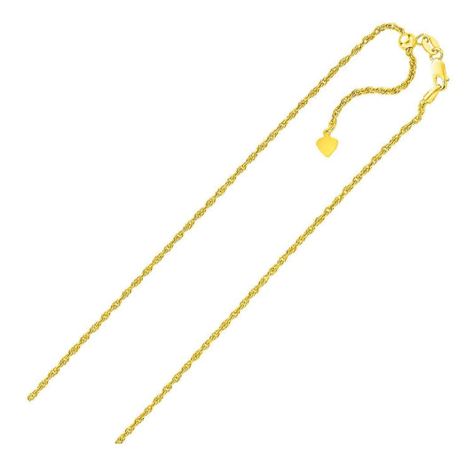 Sterling Silver in Yellow Finish 1.5mm Adjustable Rope Chain (1.50 mm)