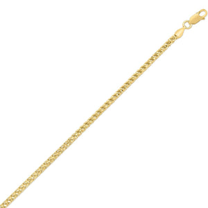 Sterling Silver Yellow Gold Plated Diamond Cut Franco Chain (3.80 mm)