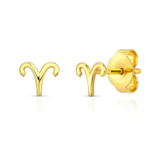 14K Yellow Gold Aries Stud Earrings