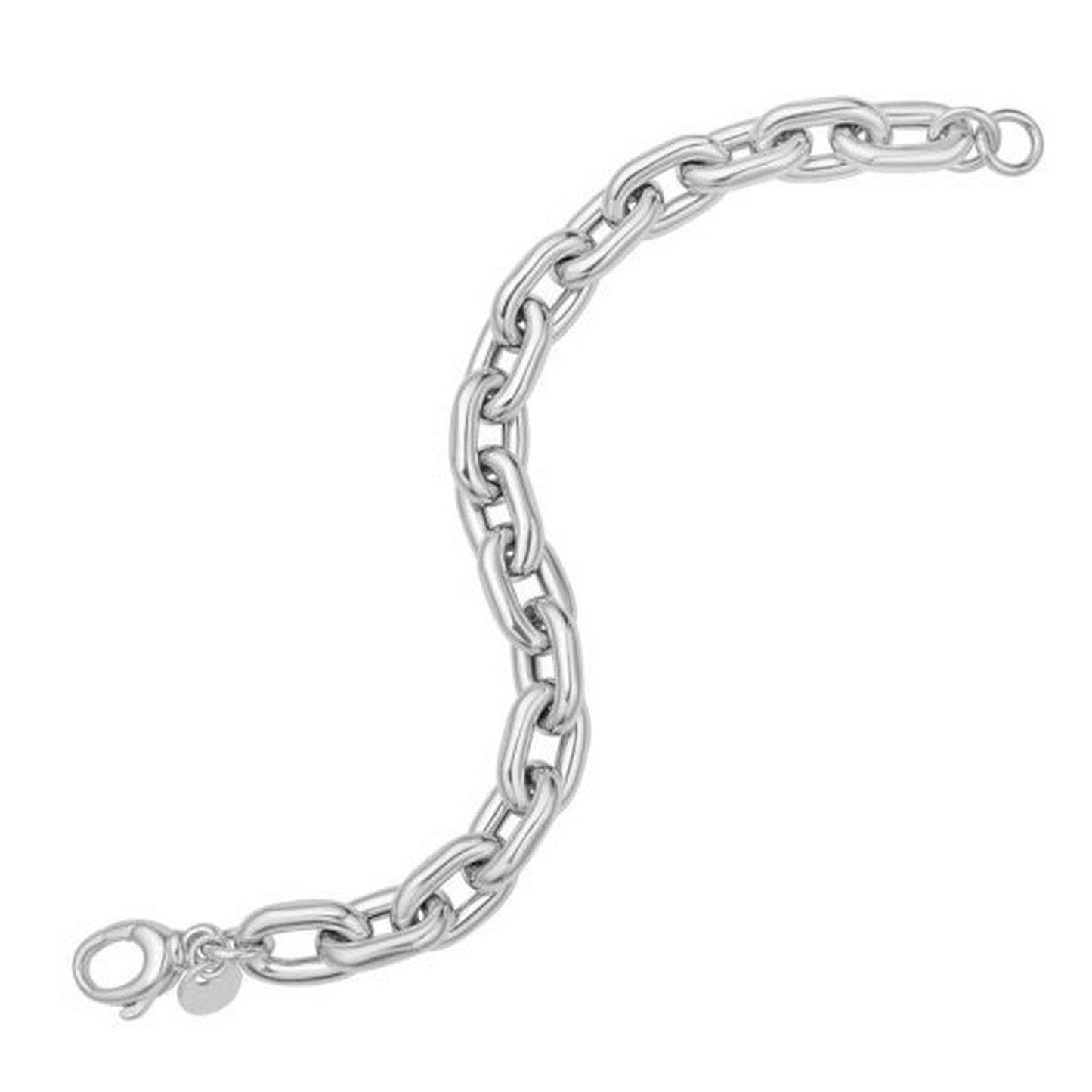 Sterling Silver Rhodium Plated Oval Link Bracelet