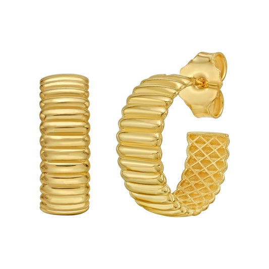 14K Yellow Gold Tubogas C Hoop Earrings