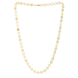 MOP Gem Heart Mirror Chain Necklace in 14K Yellow Gold