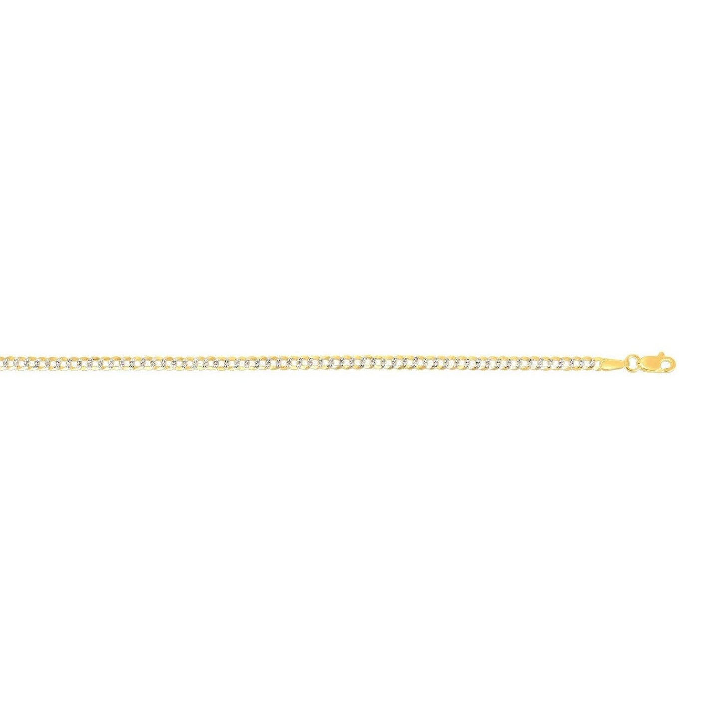 14k Two Tone Gold Pave Curb Chain (2.60 mm)