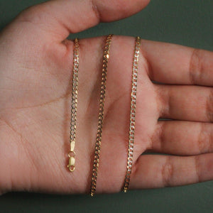 14k Two Tone Gold Pave Curb Chain (2.60 mm)