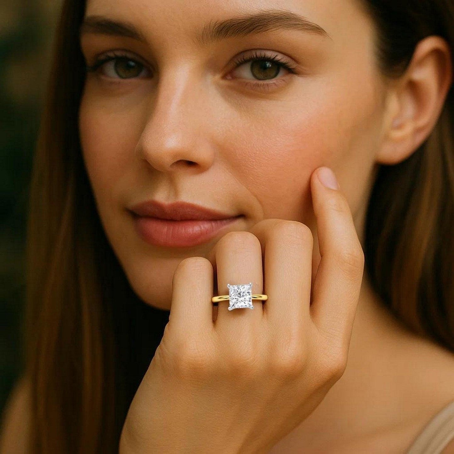 5 Carat Princess Lab Grown IGI G/VS1 Diamond Solitaire Ring in 14K Yellow Gold