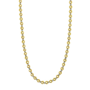 Two Tone Beaded Chain Necklace in 14K Gold