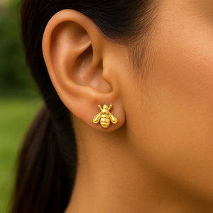 14k Yellow Gold Bee Stud Earrings