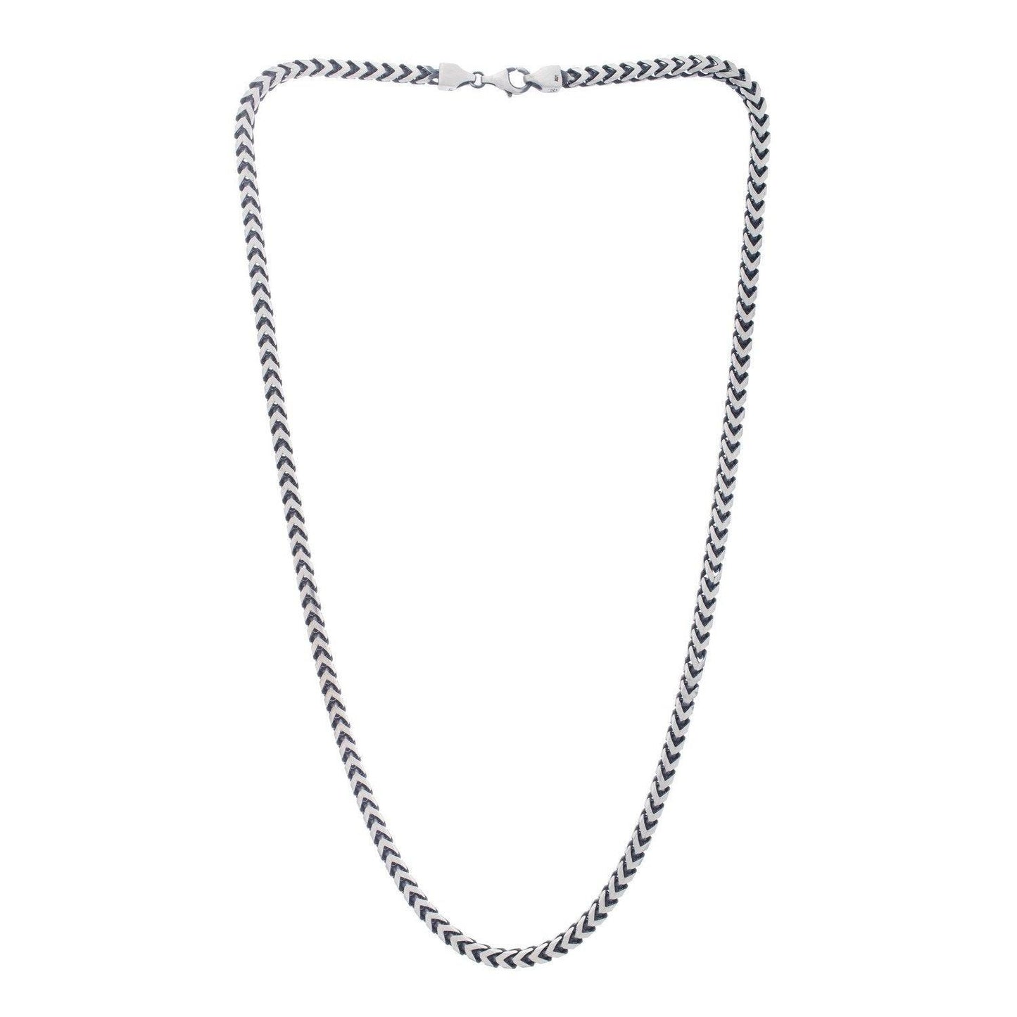 Sterling Silver Gunmetal Finish Franco Link Chain (4.60 mm)
