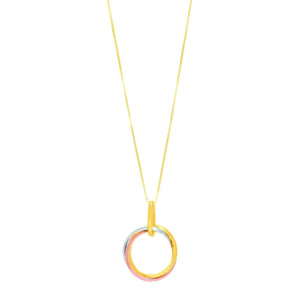 14k Tri-Color Gold Open Interlaced Ring Pendant