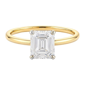 1 Carat Emerald Lab Grown IGI G/VS1 Diamond Solitaire Ring in 10K Yellow Gold