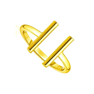 14k Yellow Gold Open Ring with Bars