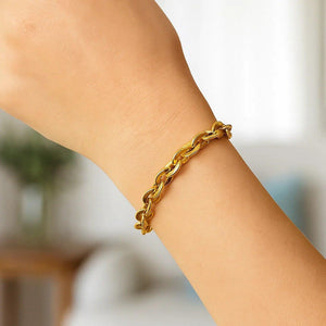 14K Yellow Gold Mirror Rolo Link Chain Bracelet (7.30 mm)