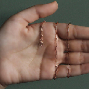 14K Rose Gold Delicate Paperclip Chain (2.10 mm)