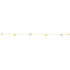 14k Two Tone Gold Anklet with Butterflies