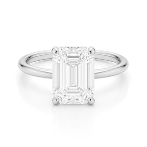 5 Carat Emerald Lab Grown IGI G/VS1 Diamond Solitaire Ring in 10K White Gold