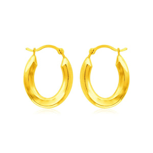 14k Yellow Gold Polished Oval Hoop Earrings