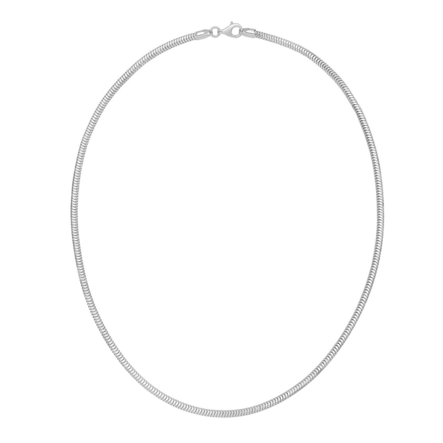 Sterling Silver Rhodium Plated Octagonal Snake Chain (3.00 mm)