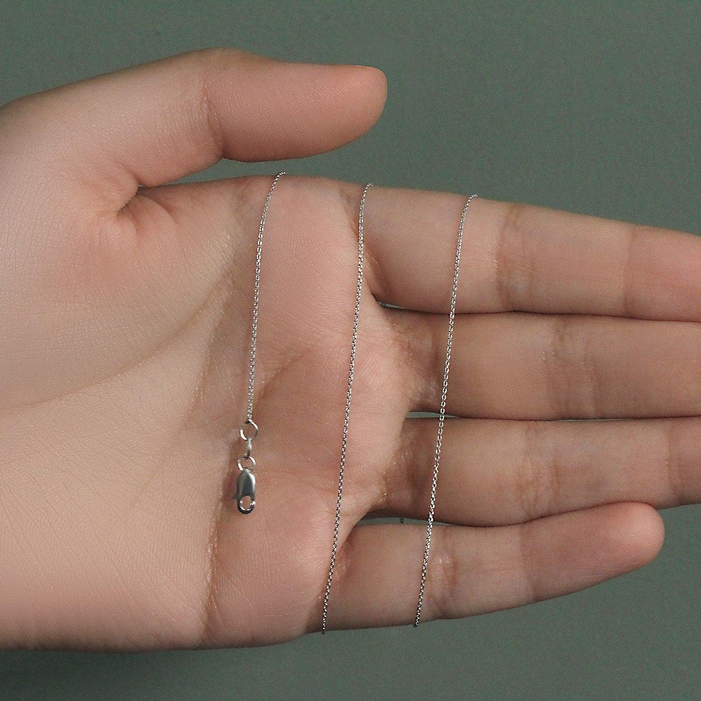 14k White Gold Cable Link Chain (0.50 mm)