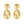 Sterling Silver Rhodium Plated Puffed Oval Double Button Drop Earrings