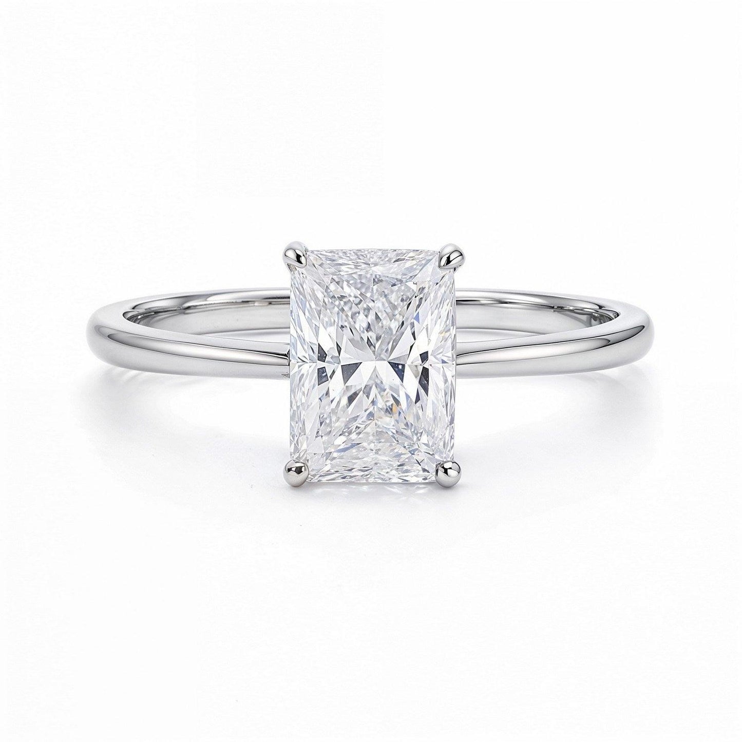 2 Carat Radiant Lab Grown IGI G/VS1 Diamond Solitaire Ring in 10K White Gold