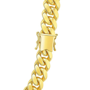 14k Yellow Gold Classic Miami Cuban Solid Chain (9.20 mm)