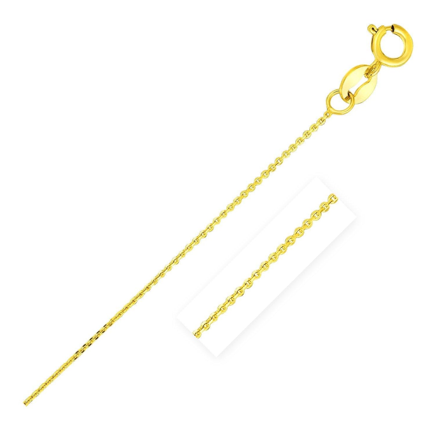 14k Yellow Gold Diamond Cut Cable Link Chain (0.68 mm)