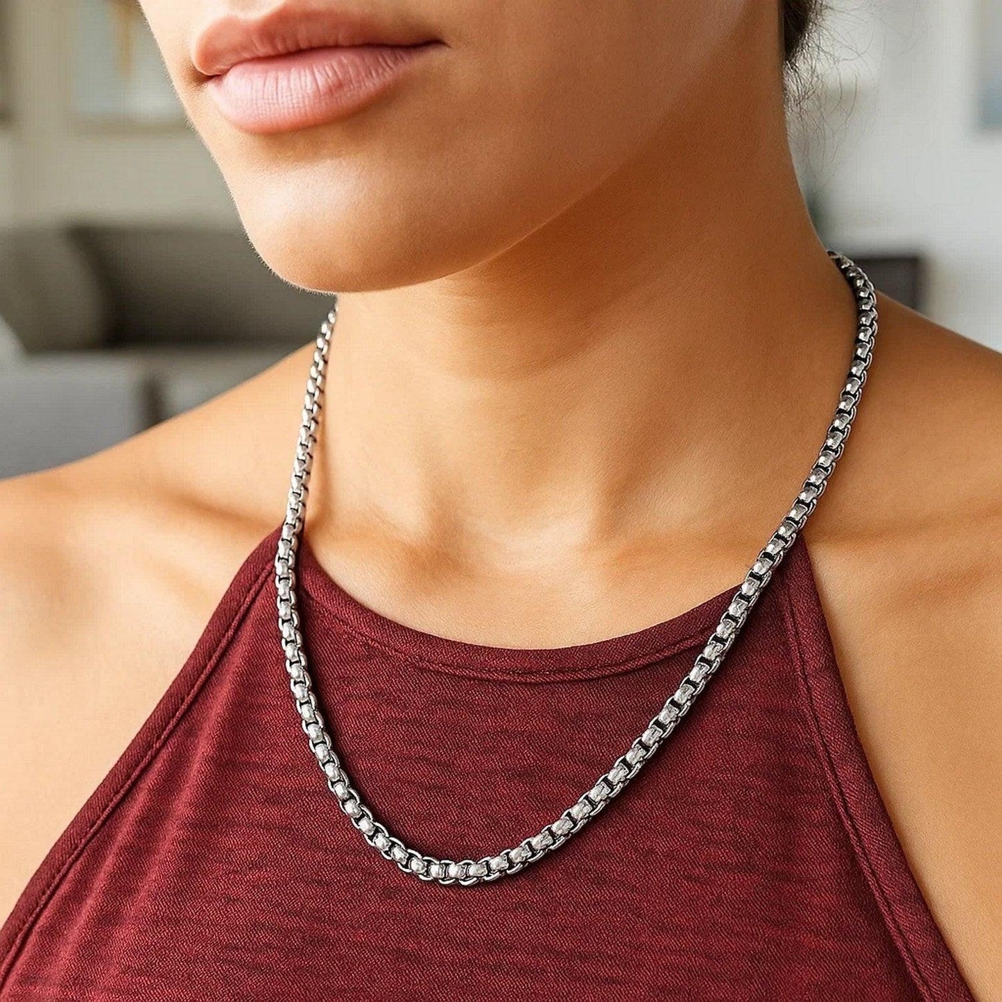 Sterling Silver Rhodium Plated Round Box Chain (5.20 mm)