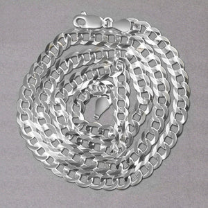 Rhodium Plated Sterling Silver Curb Style Chain (5.50 mm)