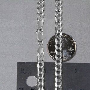 Rhodium Plated Sterling Silver Curb Style Chain (5.50 mm)