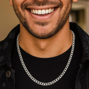 Rhodium Plated Sterling Silver Curb Style Chain (5.50 mm)