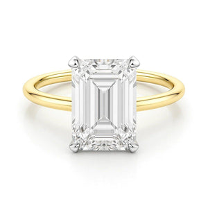5 Carat Emerald Lab Grown IGI G/VS1 Diamond Solitaire Ring in 10K Yellow Gold