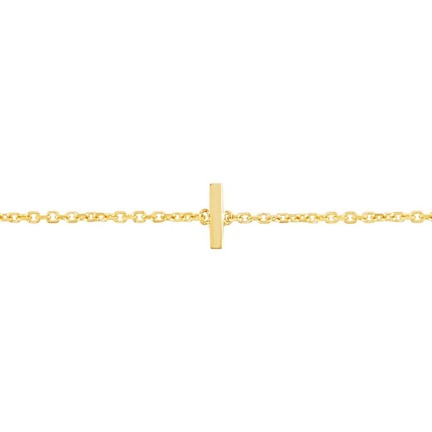 14K Yellow Gold Mini Initial I Bracelet