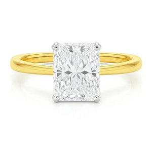5 Carat Radiant Lab Grown IGI G/VS1 Diamond Solitaire Ring in 10K Yellow Gold