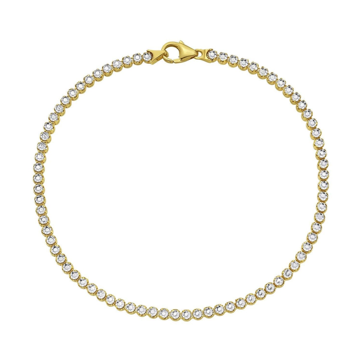 14K Two Tone Gold Diamon Oro Tennis Bracelet (2.40 mm)