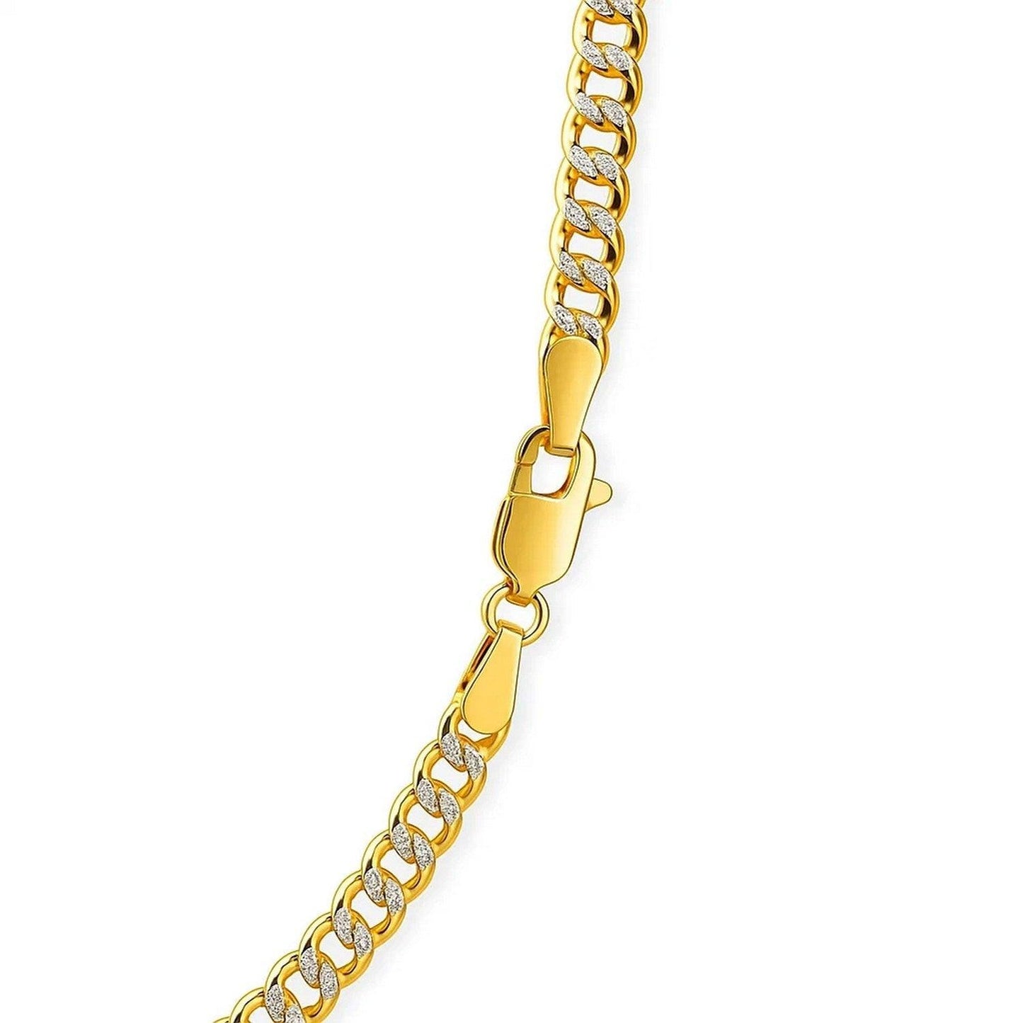 14k Two Tone Gold Pave Curb Chain (3.60 mm)