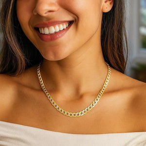 14k Two Tone Gold Pave Curb Chain (3.60 mm)
