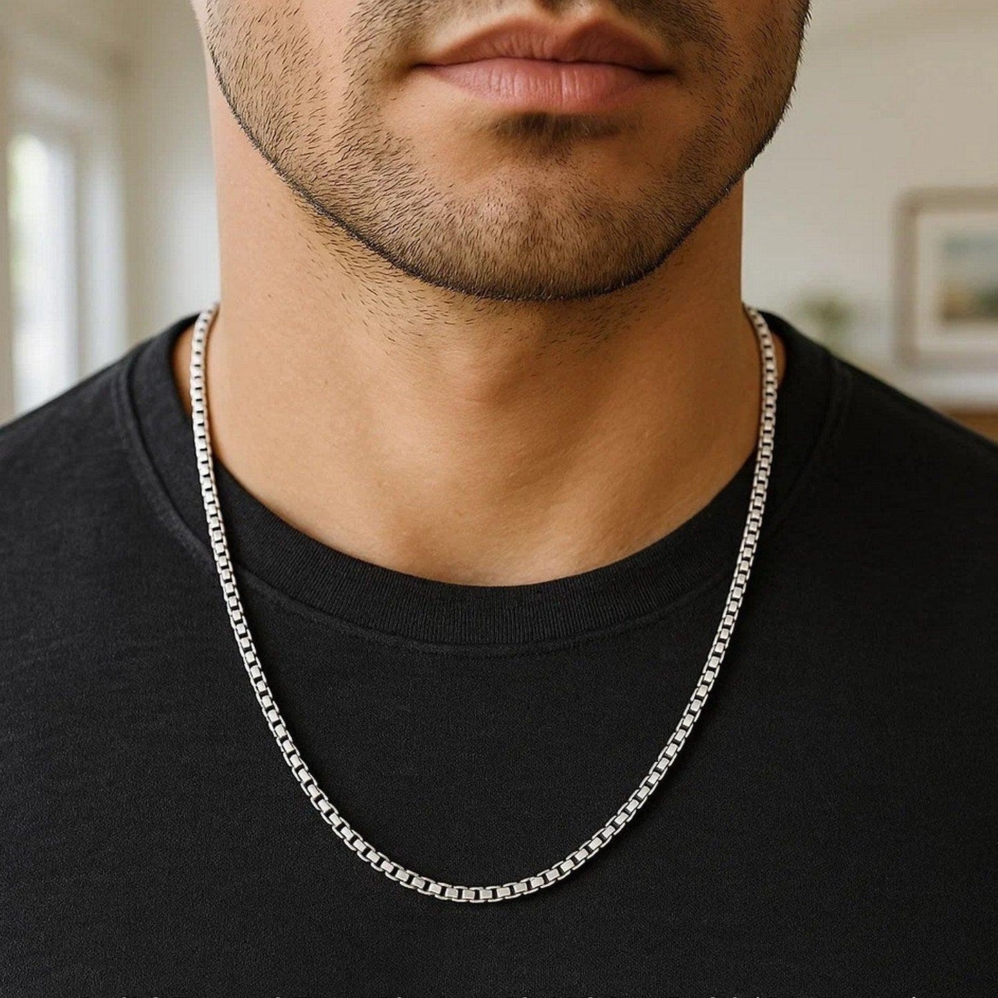 14k White Gold Solid Round Box Chain (2.5 mm)