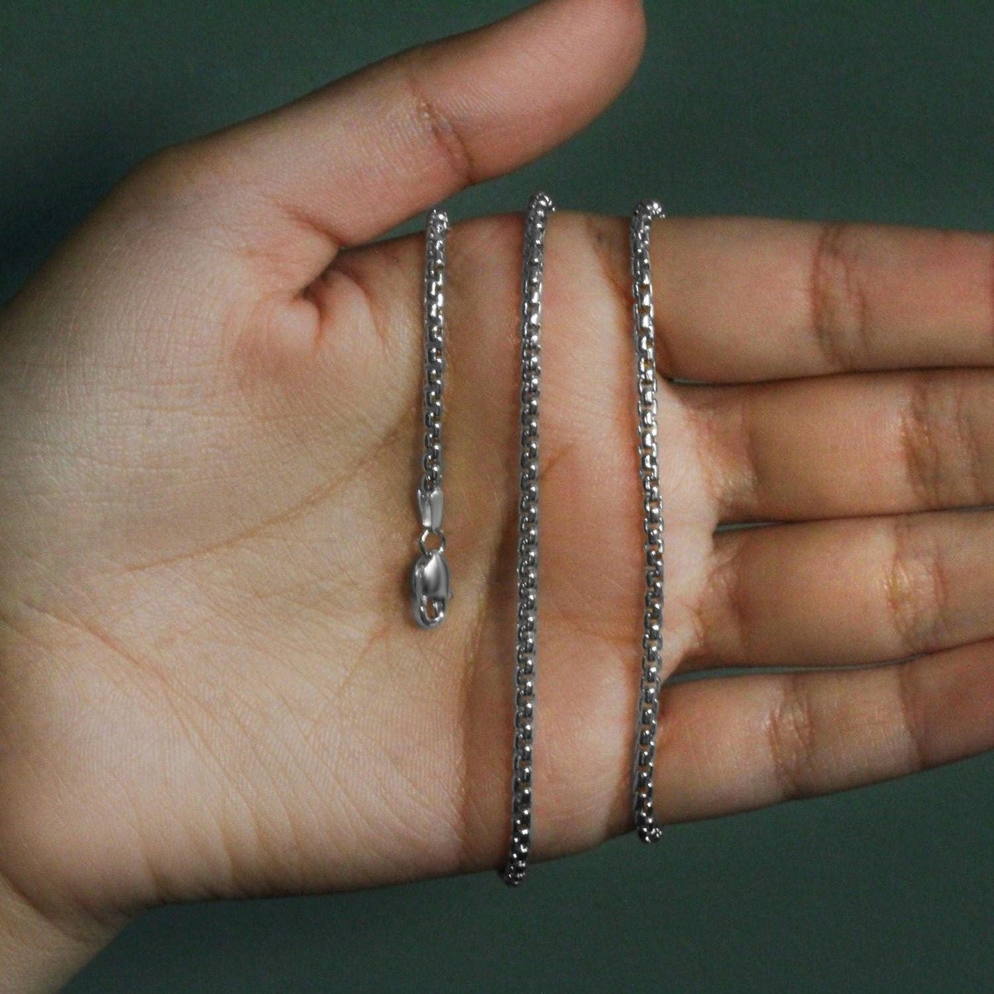 14k White Gold Solid Round Box Chain (2.5 mm)